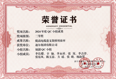 公司榮獲“提高電纜盤(pán)支架使用效率”市級QC成成果