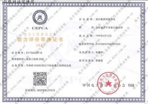 能力評價(jià)等級證書(shū)