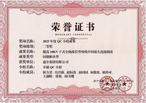 公司榮獲“提高10KV干式全絕緣管型母線(xiàn)中間接頭連接精度”市級QC成果二等獎