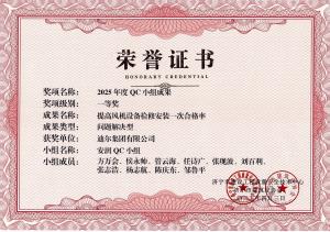 公司榮獲“提高風(fēng)機設備檢修安裝一次合格率”市級QC成果一等獎